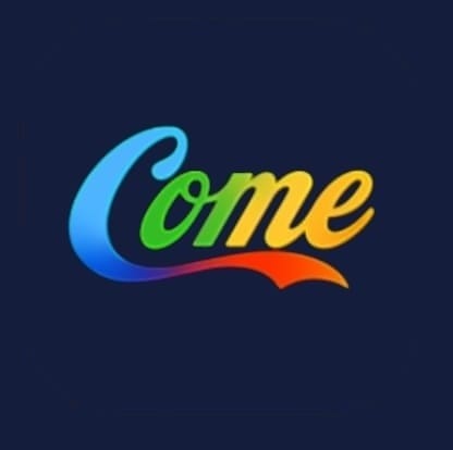 Come app Official Logo, Come App brand emblem, and ComeGame cricket gaming platform icon.
